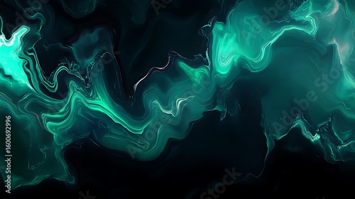 Abstract teal and black watercolor marble background with fluid art design and modern texture