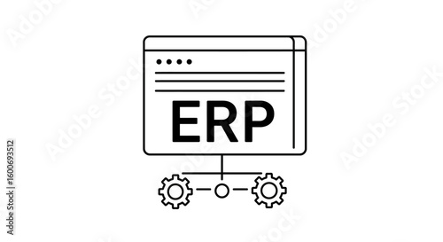 ERP Icon: A minimalist black and white icon illustrating the concept of enterprise resource planning.