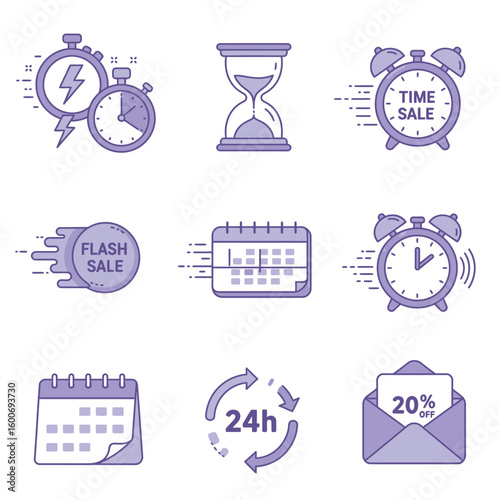 Limited Time Offer Icons Flash Sale Time Sale 24 Hour Service