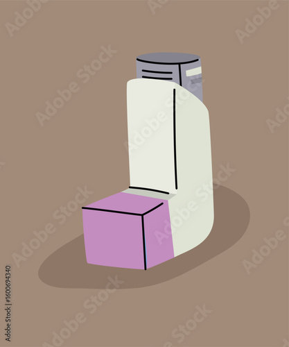 Flat Design Illustration with Asthma Inhaler