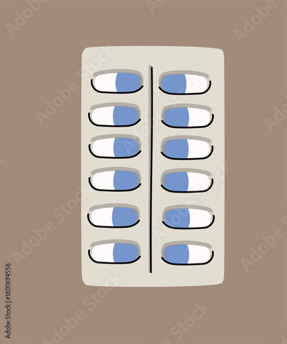 Flat Design Illustration with Pills at Blue Color