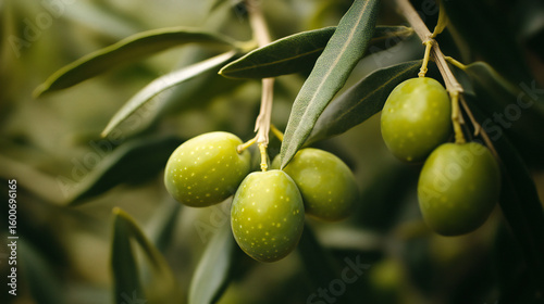 Wallpaper Mural Green Olives on the Branch of Olive Tree in Summer Season Torontodigital.ca