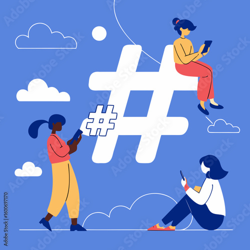 Hashtag marketing strategy for social media engagement and brand awareness with online community influence