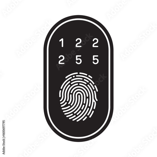 Black digital keypad with fingerprint scanner and numbers security access control