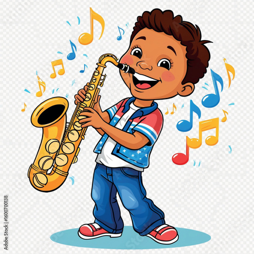 boy playing saxophone