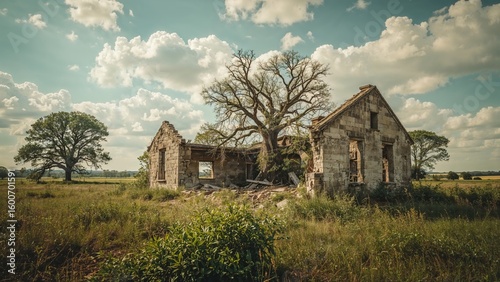 Dilapidated farmhouse left empty following warfare