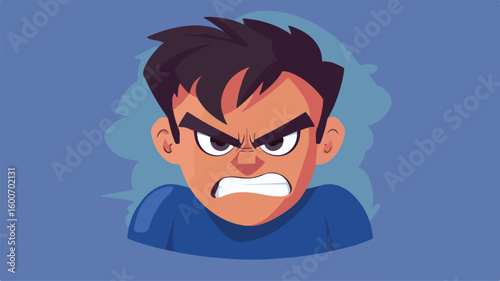 Angry Character in Simple Flat Vector Illustration
