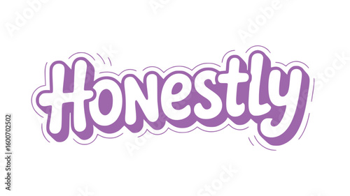 Honestly - Purple Hand-drawn Text.