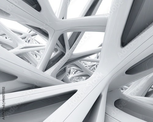 Abstract White And Gray Intertwined Architectural Structure
