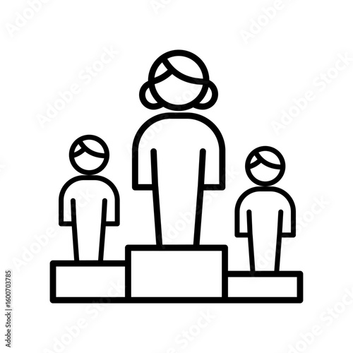 People on podium - team competition - vector icon.