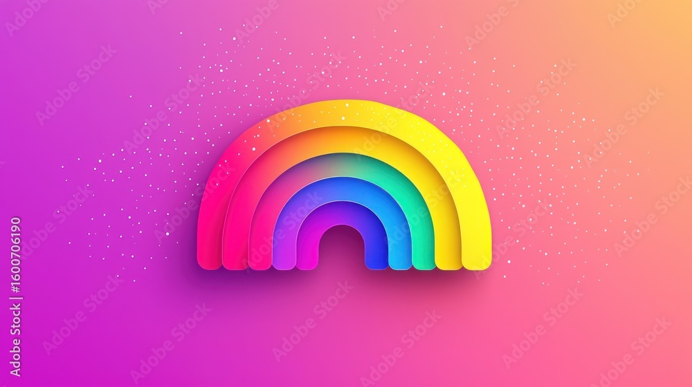 Obraz premium Colorful rainbow graphic, vibrant background, abstract design, digital art, perfect for children's media or social media