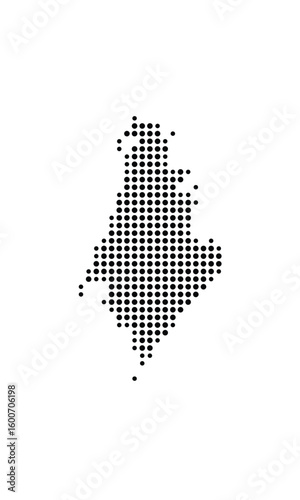 Symbol Map of the Island Abruka (Estonia) showing the island with just a few black dots
