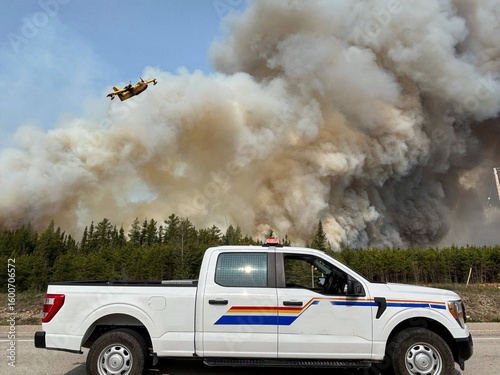 Wildfire suppression air tanker and emergency response truck