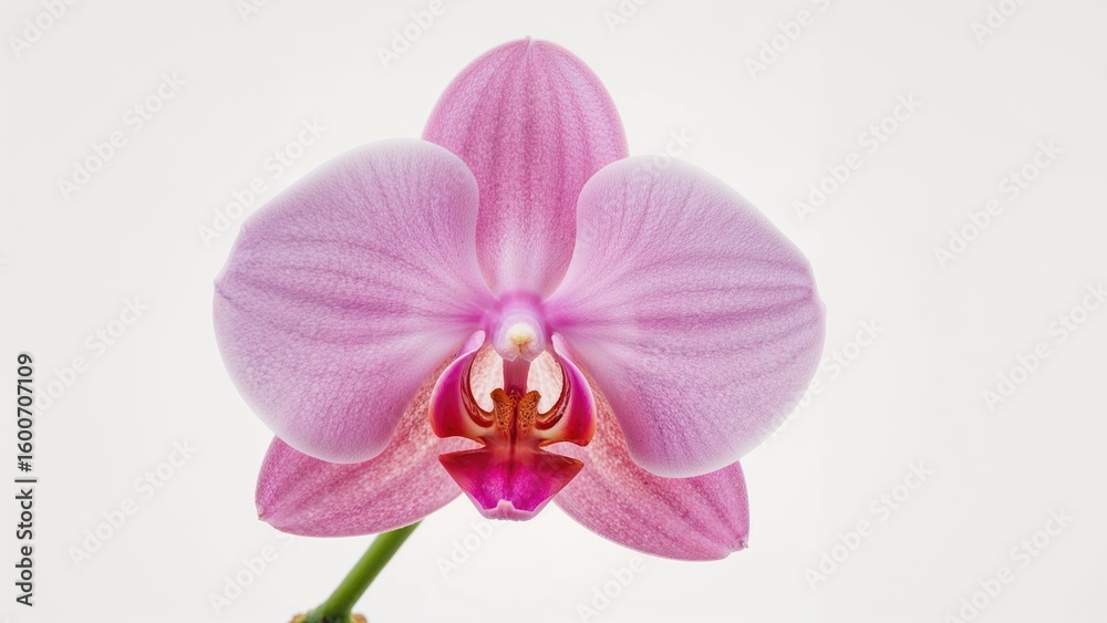 Fototapeta premium White background featuring a pink orchid