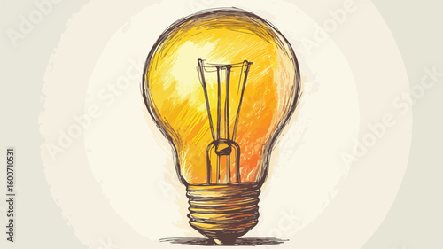 Detailed Globe Light Bulb Incandescent Sketch Concept