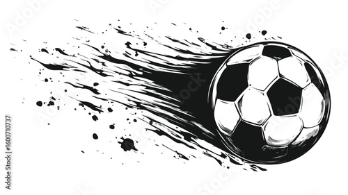 Dynamic Monochrome Soccer Ball Silhouette Vector - Professional Sports Design