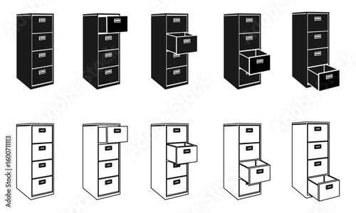 filing cabinet icon set vector illustration isolated on white background.
