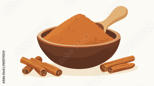 Ground Cinnamon Powder Isolated Illustration for Culinary Designs