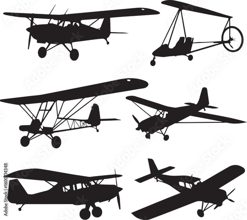Multiple aircraft silhouettes airplane aviation