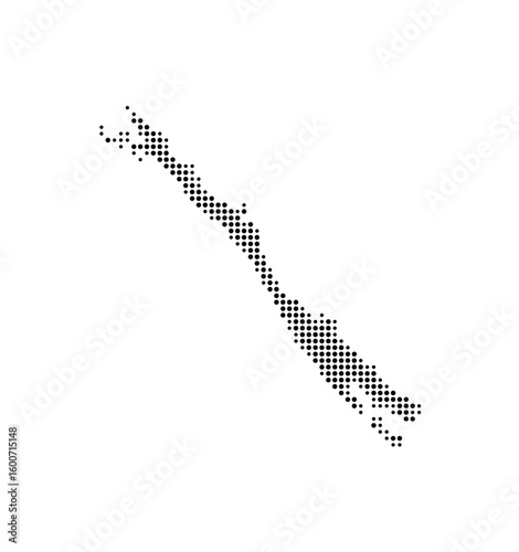 Symbol Map of the Island Dugi otok (Croatia) showing the island with just a few black dots