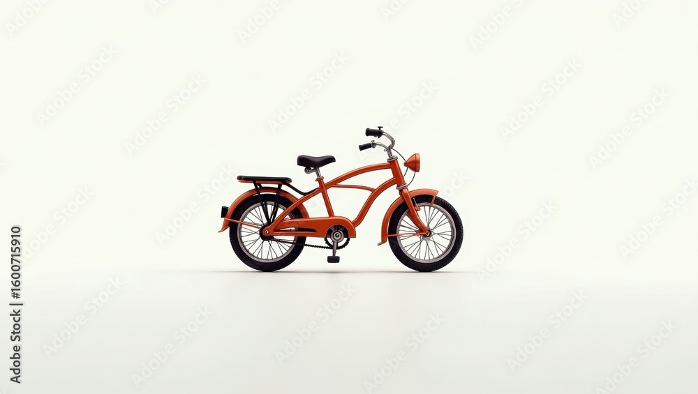 Naklejka premium Orange bicycle against a plain background.