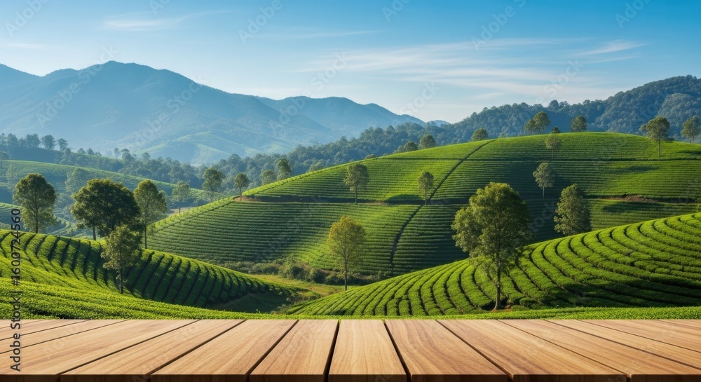 Fototapeta premium landscape with green hills and mountains