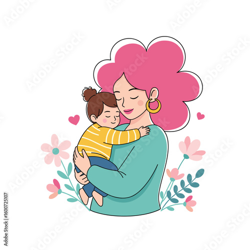Cherishing moments of maternal love and family bonding with a beautiful mother and child