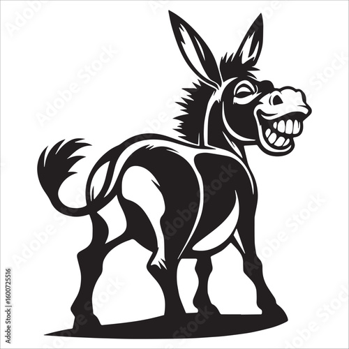 Cheerful Cartoon Donkey Laughing Mascot