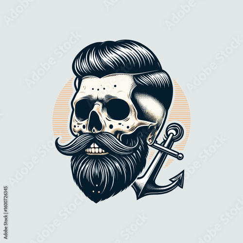 A spooky skull and crossbones illustration, a dangerous pirate symbol of death and horror