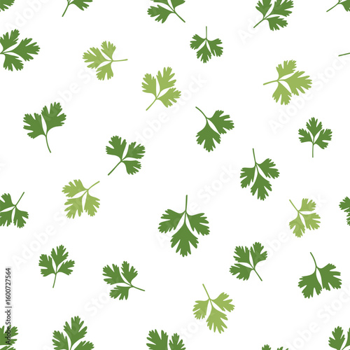 Green coriander leaves pattern decoration for food ingredient