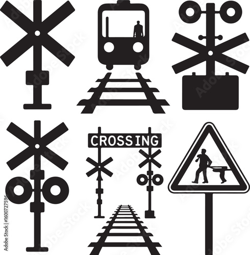 Railroad crossing signs and train warning sign traffic sign