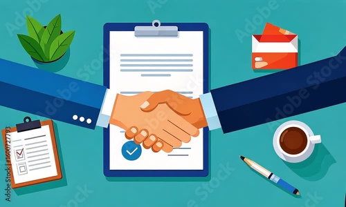 Business agreement handshake illustration flat design