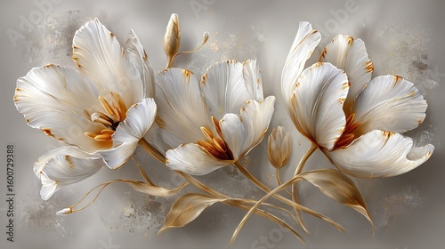 Elegant White Flowers with Gold Accents