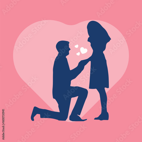 A loving silhouette of a couple holding hands, symbolizing romance and happiness