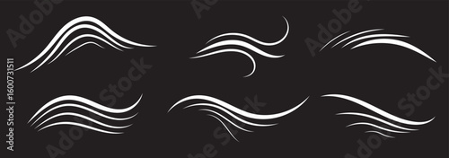 doodle wind gust isolated white background hand drawn vector illustration