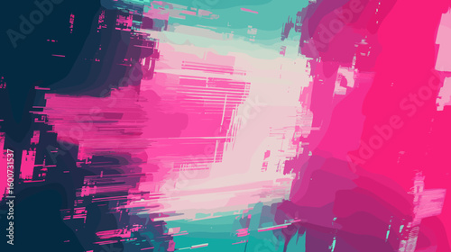 Abstract glitch vector background in vibrant pink and teal colors  