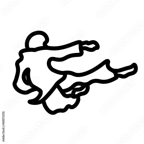 Taekwondo Kick Vector Line Icon Design