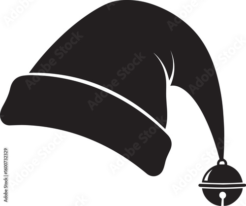 Black jester hat with white trim and bell costume