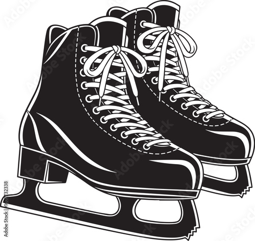 Black ice skates with white laces figure skates