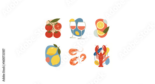 Amalfi Coast Food Illustration Posters – Hand Drawn Style