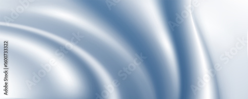 Abstract blue white luxury fabric wave background with copy space. Smooth liquid wave. Elegant shiny silk satin texture. Suit for wallpaper, cover, header, desktop, web, flyer. Vector illustration