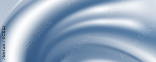 Abstract blue white luxury fabric wave background with copy space. Smooth liquid wave. Elegant shiny silk satin texture. Suit for wallpaper, cover, header, desktop, web, flyer. Vector illustration