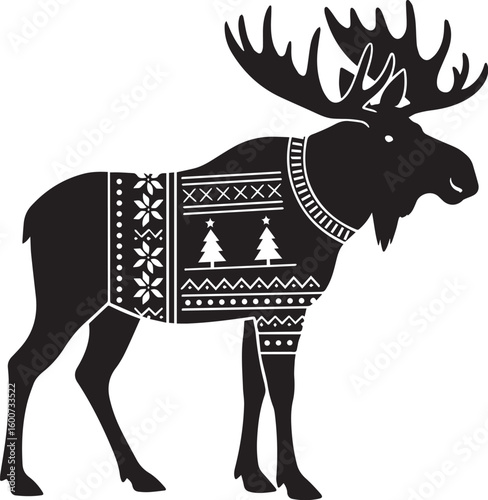 Majestic moose adorned with festive patterned winter sweater animal wildlife