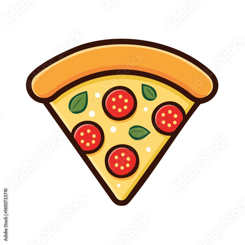 A mouthwatering slice of pizza topped with pepperoni and fresh basil