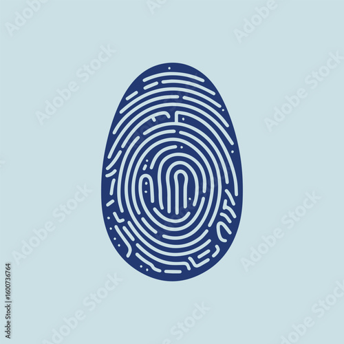 Close up of a blue fingerprint pattern against a soft light blue background representing identity and security