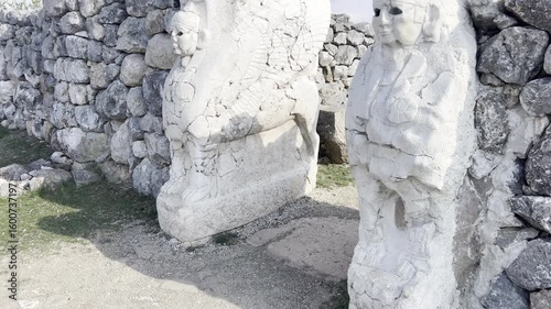 Hattusa, also Hattuşa, Ḫattuša, Hattusas, or Hattusha, was the capital of the Hittite Empire in the late Bronze Age during two distinct periods. Its ruins lie near modern Boğazkale, Turkey