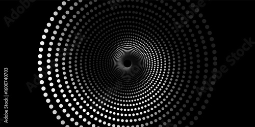 Dotted circular logo. circular concentric dots isolated on the white background. Halftone fabric design. vector