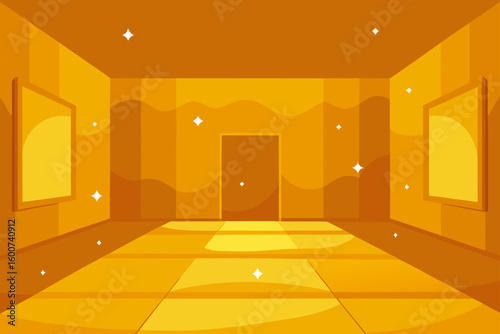 Cartoon gold room with glittering walls