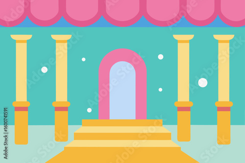 cute ballroom with pastel colored pillars