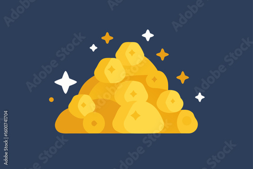 cute pile of gold with floating magic runes